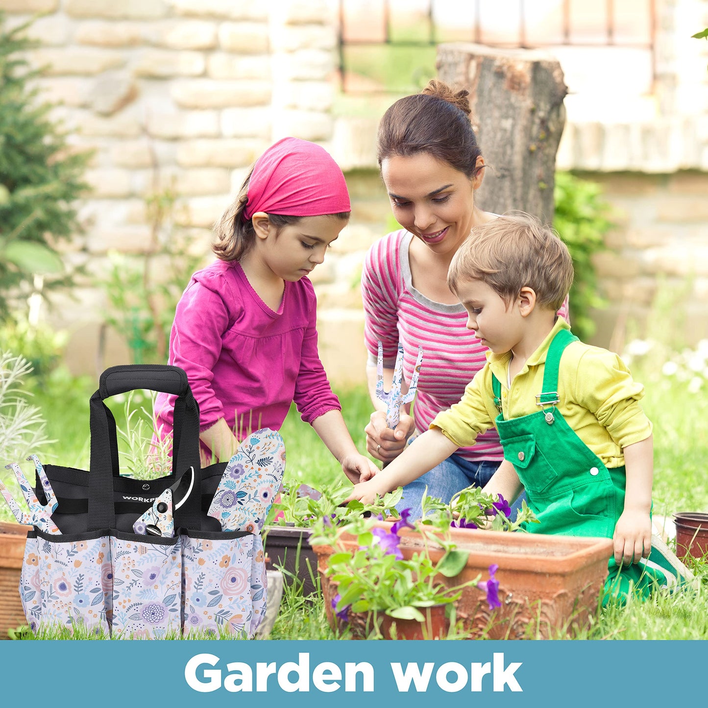 WORKPRO 5PCS Garden Tool Set, Aluminum Heavy Duty Gardening Tool Set with Bag, Outdoor Garden Hand Tools, Gardening Gifts