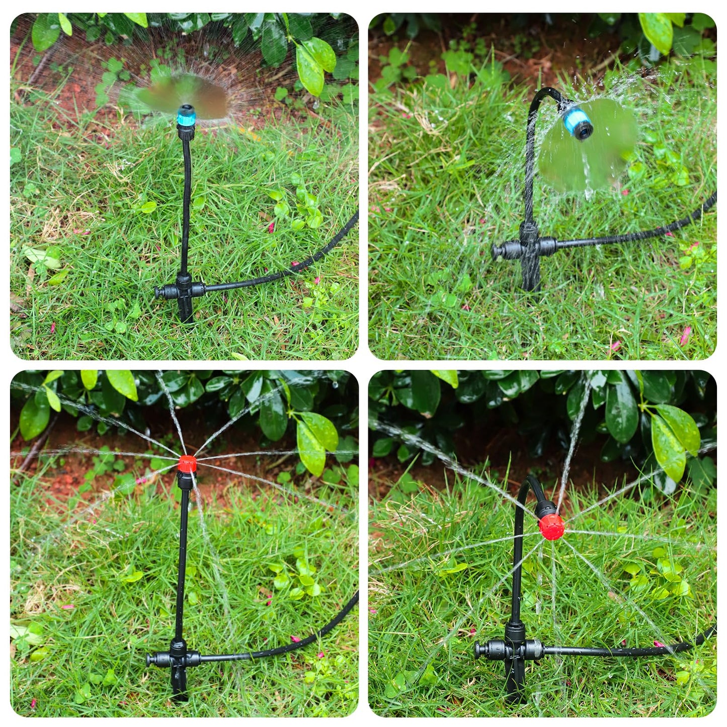 MIXC 20pcs 360° Adjustable Drip Irrigation Vortex Emitters for 1/4" Drip Irrigation Tubing, Only 20pcs Push-to-Connect Drip Emitters and Quick-Connect Three-Way Tubing Fittings