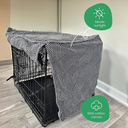 Molly Mutt Rough Gem Dog Crate Cover, 100% Cotton Canvas Cover with 2 Roll-Up Panels, Ideal for Dog or Cat Crate, Durable, Washable, and Free of Harmful Chemicals, 42" x 28" x 31"
