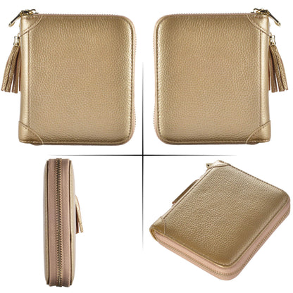 Easyoulife Womens Credit Card Holder Wallet Zip Leather Card Case RFID Blocking (Gold)