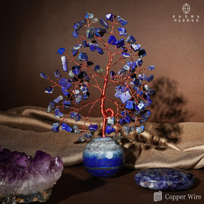 Crystal Tree of Life Home and Office Decor Gifts for Women, Lapis Lazuli Chakra Healing Stones Feng Shui Bonsai Tree for Positive Energy, Money, Good Luck, Christmas Decor, Birthday Gifts for Mom