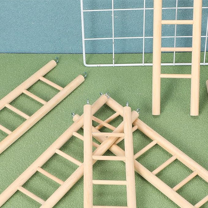 Kigeli 6 Pcs Wood Bird Ladder for Cockatiels, Small Hanging Bird Ladder for Cage, Parrot Step Hanging Climbing Toys for Pets Parakeets, Cockatoo and Lovebirds