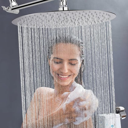 NearMoon Rain Shower Head, Ultra-Thin Design-Pressure Boosting, Awesome Some Experience, High Flow Stainless Steel Rainfall Head (16 Inch, Chrome Finish)