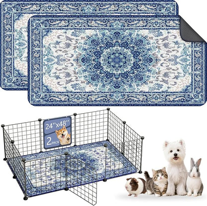 Washable Pee Pads for Dogs, Reusable Puppy Potty Training Pads, Ultra-Absorbent Thick Waterproof Leak-Proof Non-Slip Pads & Mat for Crate, Playpen, Floor, Whelping & Housebreaking , 2 Pack 24"x48"