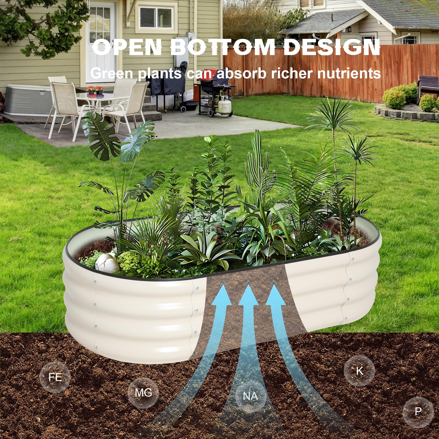 ToBoom Galvanized Raised Garden Bed Kit Outdoor Metal Garden Planter Box for Backyard Gardening, Planting Vegetables, and Patio (47.2"x23.6"x11.8")