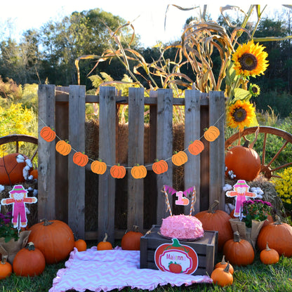 Felt Pumpkin Garland - Halloween Pumpkin Banner, Thanksgiving Felt Double Layers Pumpkin Garland, Cute Pumpkin Banner for Halloween or Fall Harvest Party