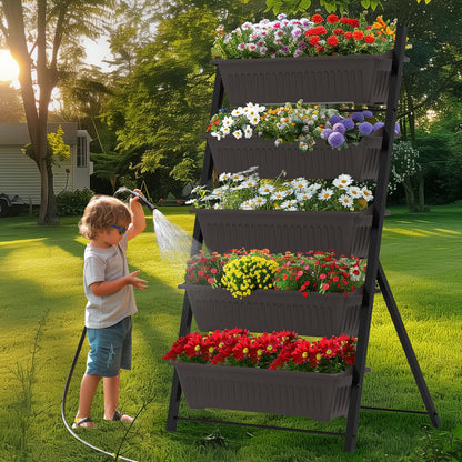 TOREVSIOR 5-Tier Vertical Raised Garden Bed, Vertical Garden Planter with Water Drainage, Elevated Garden Bed for Vegetables Flowers Herbs Indoor Outdoor