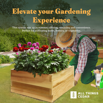 All Things Cedar Raised Garden Box, 2' Square 2-Tier Planter Bed, Western Red Cedar Build