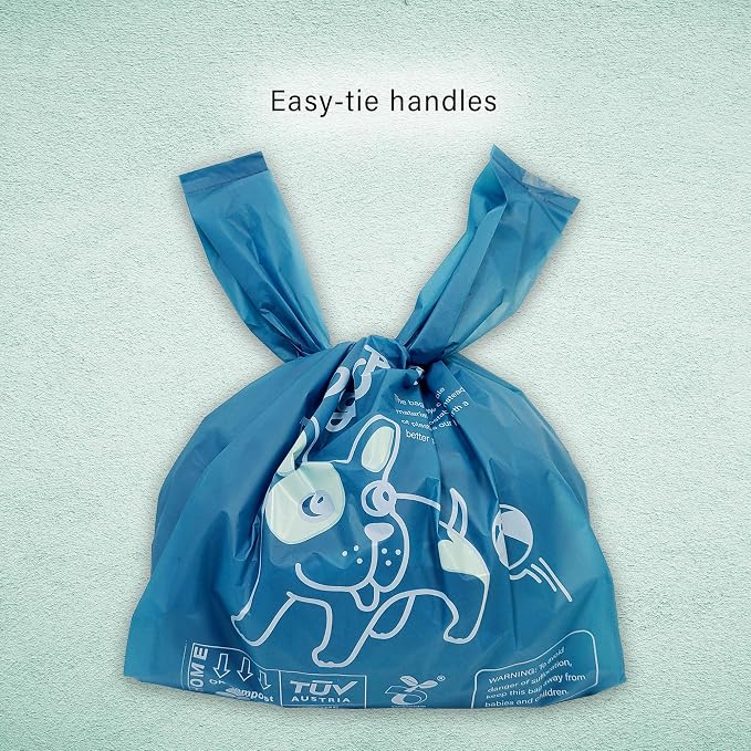Dog Poop Bags with Handles, 180 Count, Extra Thick Leak-Proof Dog Waste Bags, Certified Compostable, Unscented & Eco-Friendly, 9 x 13 inch (16 inch w/Handles)