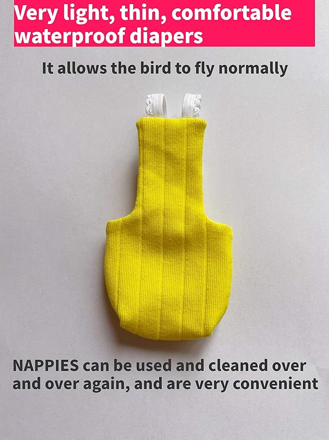 Parrot Bird Diapers, Birds Flight Suit, Parrot Clothes, Pet Animal Costumes, Bird Clothes, Cockatiel Bird Diaper, Pet Bird Diapers, Parrot Flight Suit, Bird Parrot Clothes (Yellow, XL)