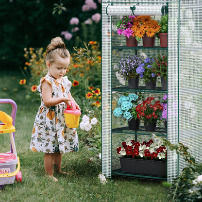 WORKPRO Mini Greenhouse, 4-Tier Portable Small Greenhouses for Outdoor Indoor with Shelves and Thicken PE Cover, White - 27" L x 19" W x 63" H, Ideal Gardening Gifts for Women Men
