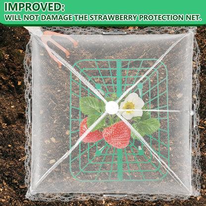 6 Sets Strawberry Plant Supports with Mesh Plant Cover,Strawberry Growing Racks with Metal Plant Nails and Storage bag for Strawberry Vegetables，Used to protect strawberries and keep them clean