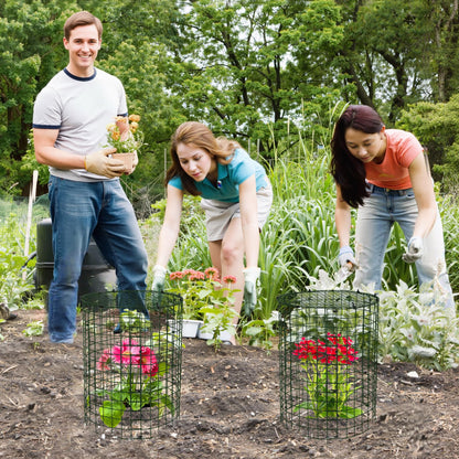 Unves 5 Set Garden Plant Protectors from Animals -12" x 14" Metal Plant Cages for Outdoor Plants, Wire Mesh Plant Covers Keep Animals Away from Your Garden's Flower Vegetable