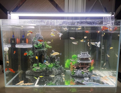 AWXZOM Extra Large Aquarium Decorations kit - “Ancient Temple in The Mountain”, Japanese Aquarium Decorations Resin Aquarium Castle Decorations Aquarium Mountain View Stone