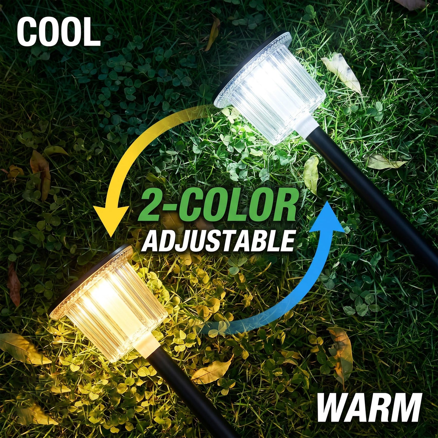 WERRMTH Super Bright Solar Pathway Lights 6 Pack, Adjustable Warm & Cold Solar Lights Outdoor Waterproof IP65, Auto On/Off, Outdoor Decor Light for Garden,Landscape,Path,Yard,Patio,Driveway