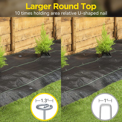 GZBEVITAR Landscape Fabric Pins, Thickened 8 Gauge Circle Top Landscape Pins, Not Easy to Bend 6 inch Galvanized Landscape Fabric Stakes, More Holding Power Than U-Shape Garden Staples (40)
