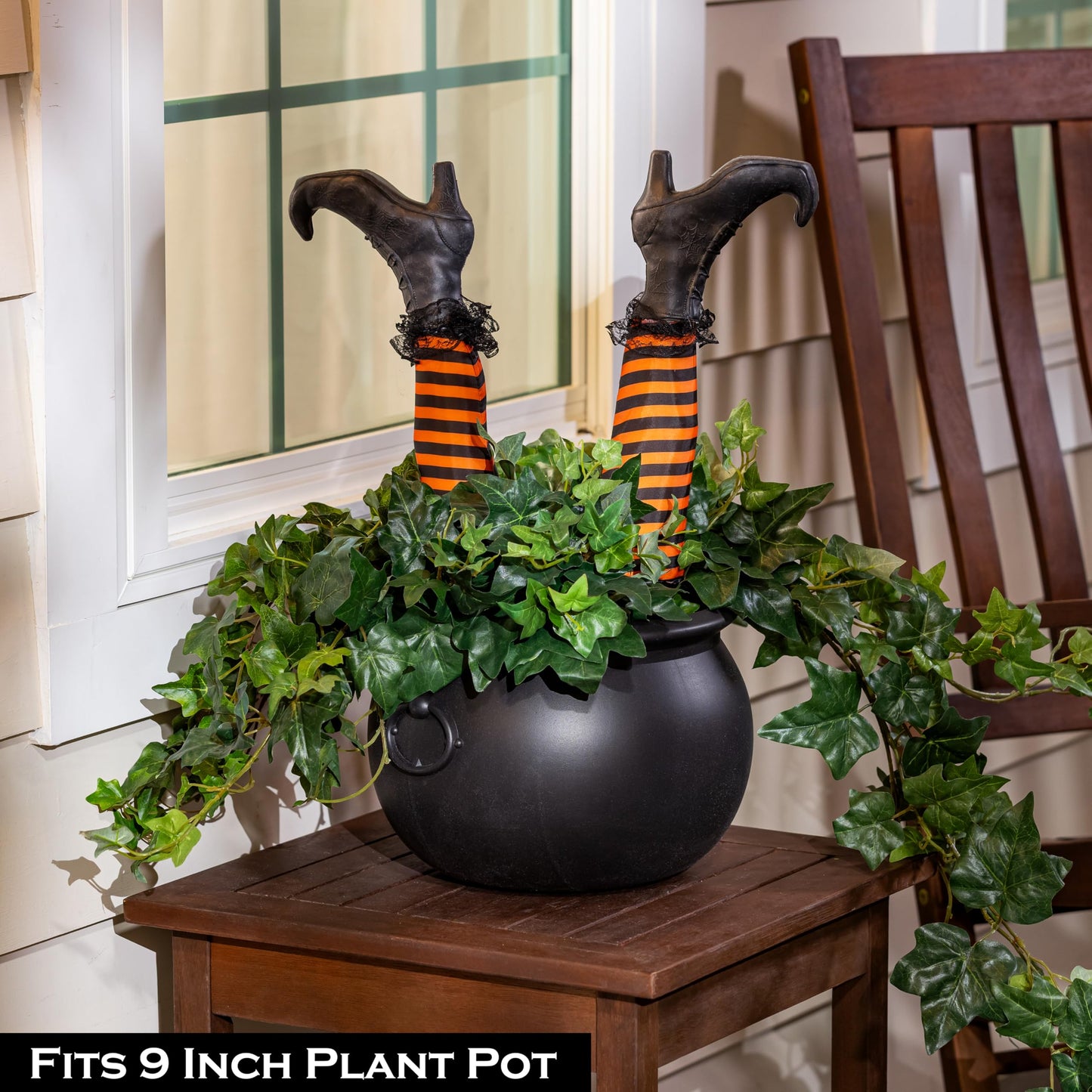 Evergreen Garden Cauldron Witch Pot Candy Holder Bowl Bucket for Trick-or-Treat, Flower Plant Pot, Indoor/Outdoor Halloween Witches Decoration for Party Home Office Desk (Witch Cauldron)