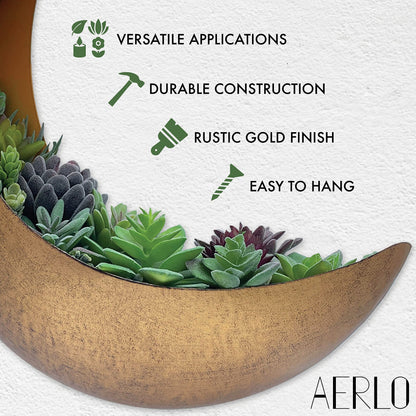 AERLO Moon Wall Planter - Hanging Moon Decor Perfect for Boho, Hippie, and Witchy Gifts for Women - Wall Planters for Indoor Plants and Outdoor Plants