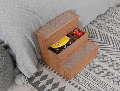 Zoovilla PTR0082212010 Yorkshire Dog Step with Storage, Natural Wood, 15.55″D x 17.50″W x 14.76″H