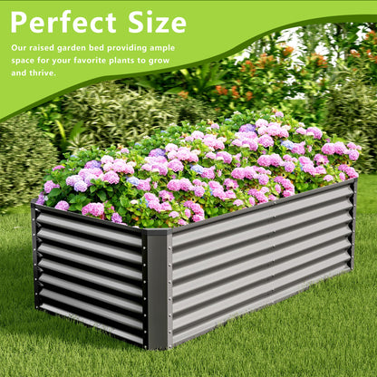 Ayen Guard 6x3x2FT Galvanized Raised Garden Bed,Galvanized Planter Boxes Outdoor, Large Metal Raised Garden Beds for Vegetables-Grey