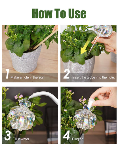 NiHome Cactus-Shaped Glass Plant Self-Watering Globes 6-Pack, Glass Waterer Stakes for Potted Plants, Automatic Mini Irrigation System, Adorable Gardening Tool (Iridescent, 3 Large + 3 Medium)