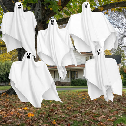 JOYIN 27.5" Halloween Hanging Ghosts Outdoor Decoration(5 Pack), Cute Flying Ghosts for Halloween Front Yard Patio Lawn Garden Party Décor and Holiday Hanging Decorations