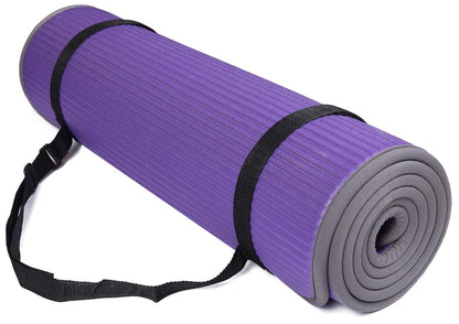 Fitvids All-Purpose 2/5-Inch (10mm) Extra Thick High Density Anti-Slip Exercise Pilates Yoga Mat with Carrying Strap Purple