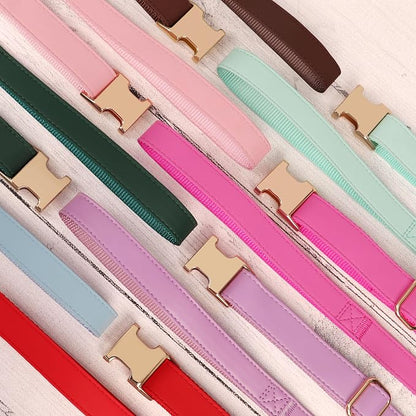 PET ARTIST Soft PU Leather Dog Collar and Leash Set, Bright & Stylish 5FT PU Leather Leash and Collar Set, Durable Pet Collars with Quick Release Metal Buckle for Small Dogs,Christmas Green,S(9"-14")