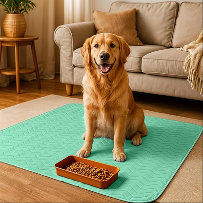 Utopia Bedding Washable Pee Pads for Dogs 34" x 36" (Pack of 4), Waterproof Incontinence Bed Pads for Adults, Elderly and Kids, Heavy Absorbency Pet Training Pads for Sofa and Couch (Green, Blue)