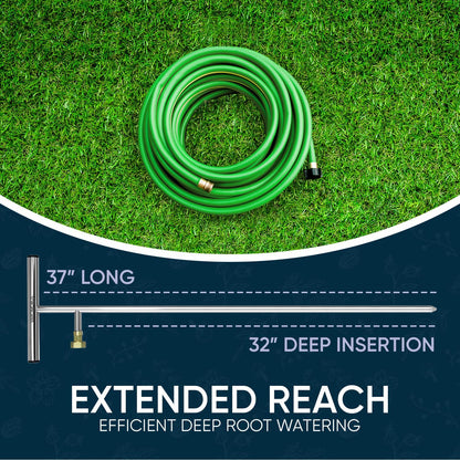 Varomorus Stainless Steel Deep Root Feeder for Tree Watering Spike Tool Irrigation for Outdoor Plants System Wand T-Handle One-Piece