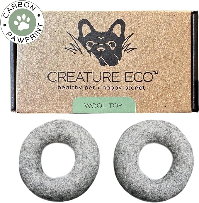 Wool Dog Ring Toy 2-Pack – Organic Eco Friendly Dog Rings for Small & Medium Dogs – Natural Non Toxic Dog Toys – Creature ECO