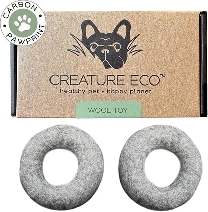 Wool Dog Ring Toy 2-Pack – Organic Eco Friendly Dog Rings for Small & Medium Dogs – Natural Non Toxic Dog Toys – Creature ECO