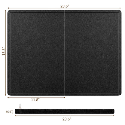 AKTOP Bulletin Board, 24" x 16" Foldable Felt Notice Pin Board for Wall, Decorative CorkBoard Photo Display Board with Self-Adhesive Tape, Vision Board Cork Board Alternative with 25 Pushpins - Black