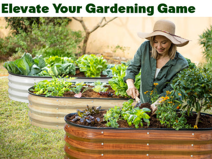Plant & Plot Galvanized Raised Garden Beds Outdoor // 4×2×1 ft Planter Raised Beds for Gardening, Vegetables, Flowers // Large Metal Garden Box (Dark Wood Grain)