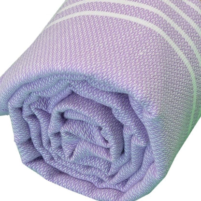 Bersuse Towels Anatolia XL Beach Blanket Throw Blanket Turkish Towel 100% Cotton Extra-Large Quick-Dry Lightweight Premium Peshtemal Towel - 61x82 Inches, Lilac (Set of 3)