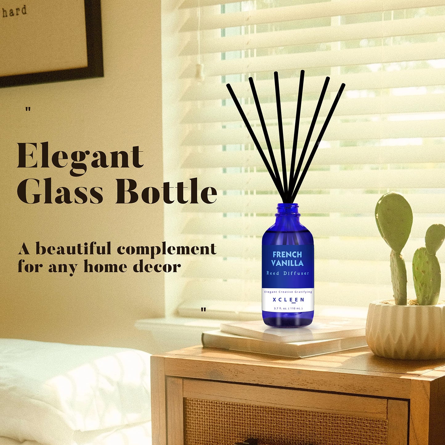 Reed Diffusers Set, 3.7 Oz Scent Diffuser, 6 Reed Diffuser Sticks, Home Fragrance Hyacinth, Peony & Citrus, Aromatherapy Oil Diffuser Reeds, More Masculine Scent, Bathroom & Office Decor 110ml