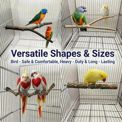 8PCS Natural Bird Perches for Cage, Parakeet Perches Set, Birds Toys, Natural Wood Perch for Small Birds Cages, Bird Cage Accessories, Parrot Stand for Cockatiels,Conure,Lovebird, Budgie Toys