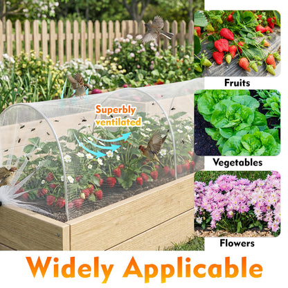 2PCS warmfarm 4ft Garden Row Accelerator Plants Cover, Pop Up Garden Bed Tunnel Net with 6 Stakes, Ready-to-Use Design Garden Beds Vegetable Rows Plant Protector for Protecting Vegetable Fruit