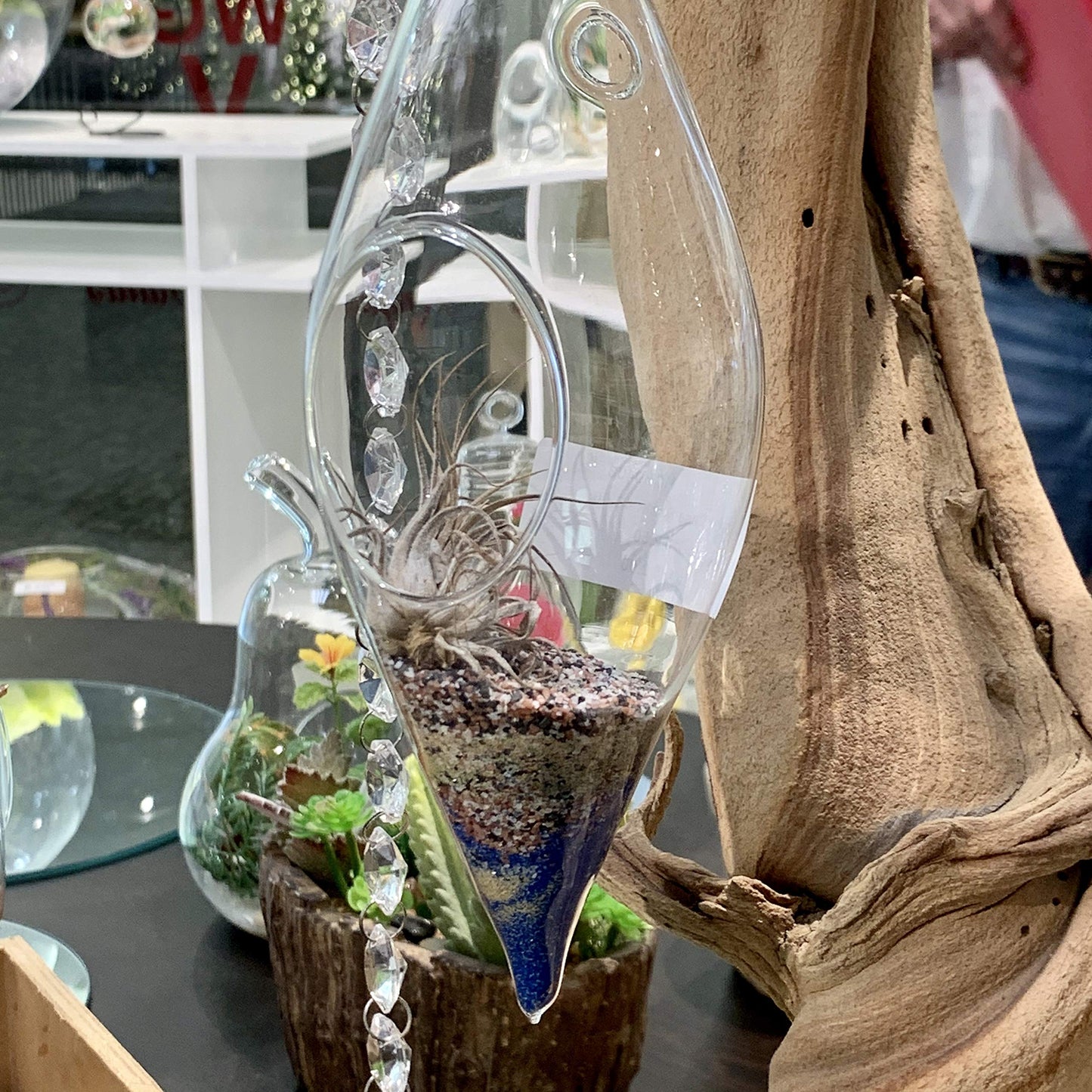 WGV Glass Hanging Plant Terrarium Bulk, Width 3", Height 9", Droplet DIY Succulent Air Planter Clear Tea Light Votive Candle Holder for Event Home Garden Outdoor Decor, 6 Pieces