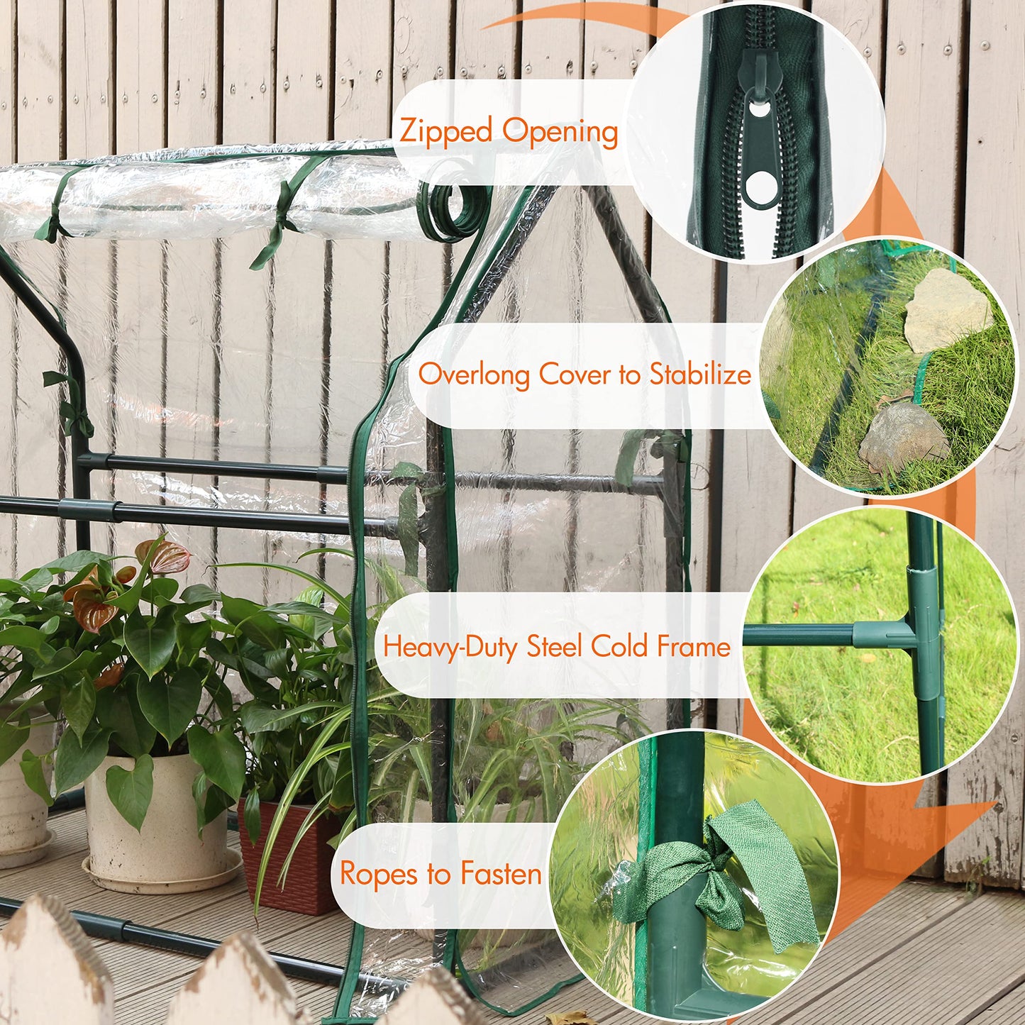 Gardzen Mini Greenhouse Heavy Duty Portable Green House, Zipper Clear Tent Indoor or Outdoor for Plants 36.2”(L) x18.9”(W) x33.3”(H)