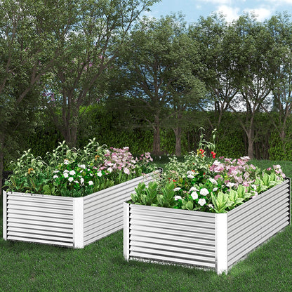 FRIZIONE 2pcs Tall 8ft Galvanized Raised Garden Bed Outdoor,Above Ground Garden Bed for Vegetable,Metal Raised Beds for Flower,Steel Raised Beds for Gardening - 8x3ft