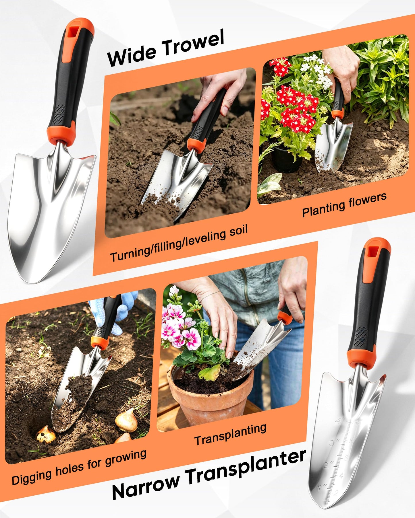 9-Piece Stainless Steel Garden Tools Set, HaSteeL Outdoors Gardening Hand Utensils Kit with Storage Bag, Rust Resistant, Heavy Duty, Gift for Women/Man/Gardeners