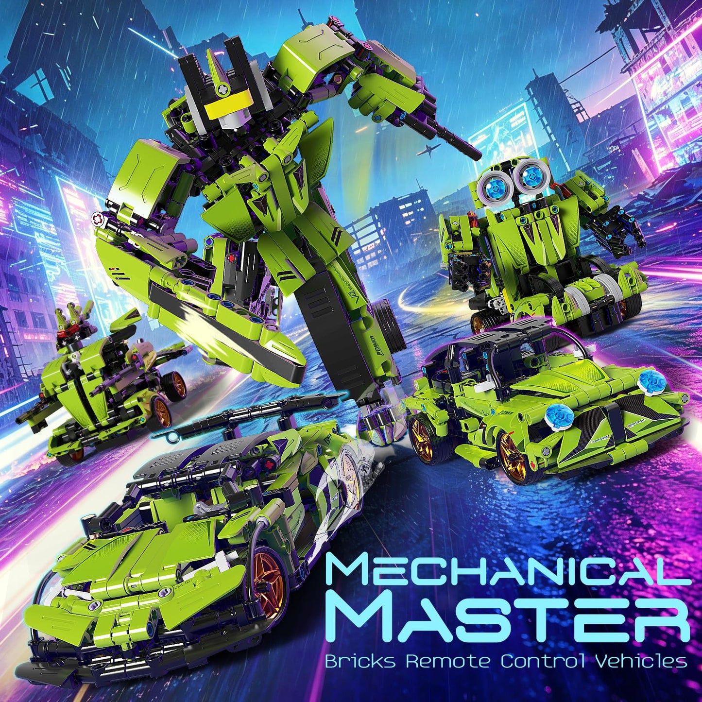 LECPOP STEM Building Blocks Kit, 5 in 1 Remote Control Sports Car and Transform Robot Toy Building Sets, Technic Coding Robotic Toys for Kids Age 8-12, Gifts for 6 7 8-13 Year Old Boys, 591 Pieces