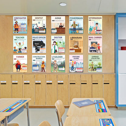 15 Pcs exquisite community assistant posters for classroom and vocational education, helping students easily understand various professions, making them an excellent choice for teacher gifts.8X10inch, Unframed