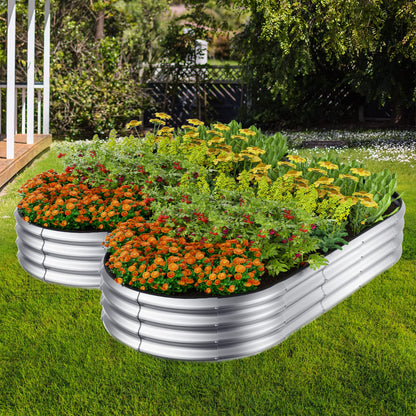 Winpull Raised Garden Bed Kit, 4x2x1 ft Galvanized Planter Box Outdoor with Safety Edging, Large Metal Raised Beds for Gardening Vegetables Flower Herb (Classic Silver)