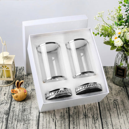 2pcs Hurricane Candle Holder, Pillar Candle Holders with Clear Glass Sleeve, Small Crystal Lantern for Fall Thanksgiving Christmas Holiday Dining Table Centerpiece (Silver)