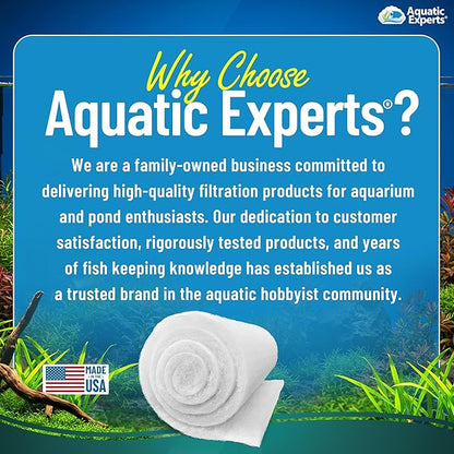 Aquatic Experts Aquarium Filter Floss for Fish Tank Filters - FilterFirst Aquarium Filter Pad - Media Roll for Crystal Clear Water, 3/4" - 1" Thick (18 Inch Wide, 24 Feet Long)