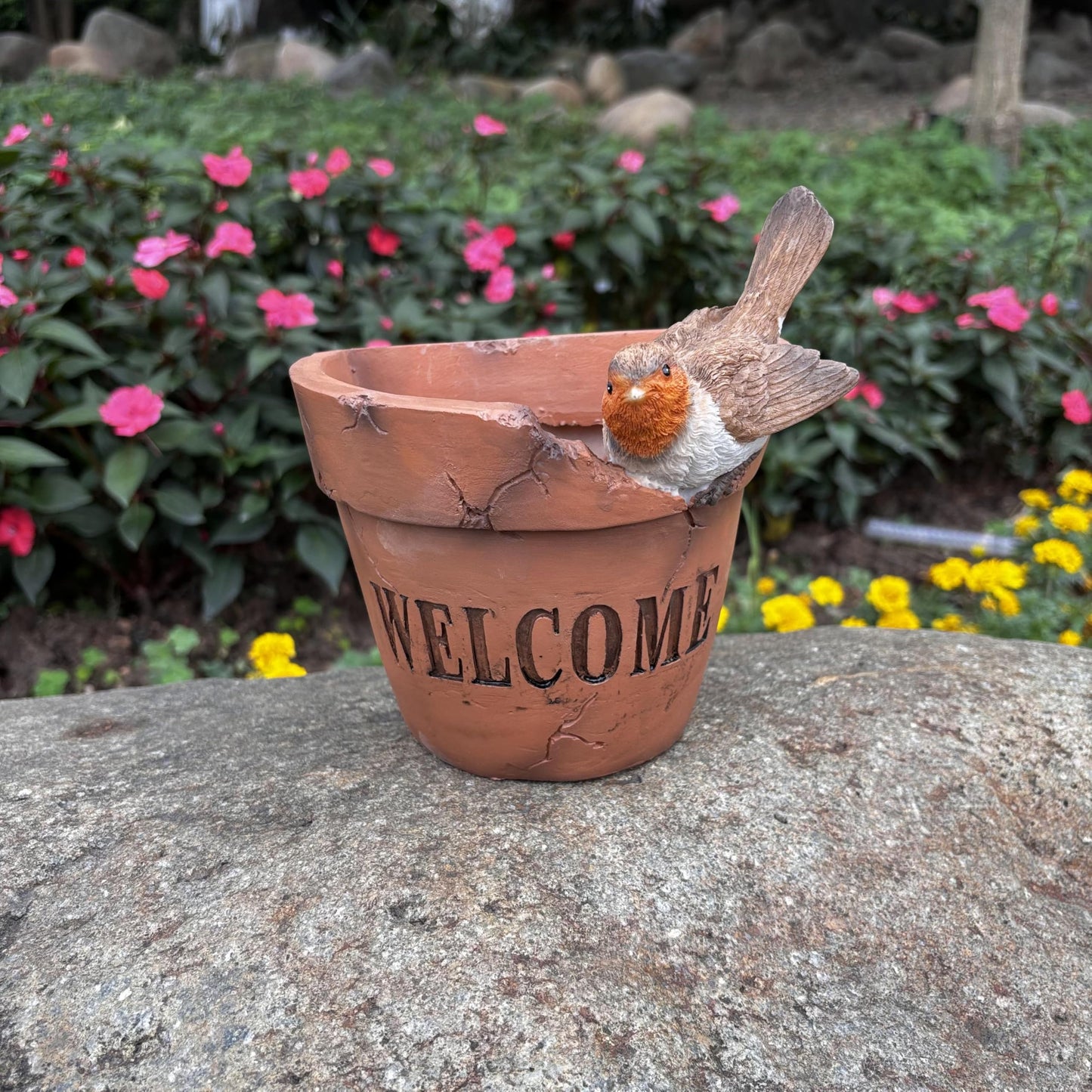Yaoemei Bird Succulent Planter, Cute Bird Plants Pots, Indoor Outdoor Flowerpot Garden Decor, Bird Bonsai Flower Pot, Wooden Succulent Planter with Drainage for Yard Patio Lawn Balcony