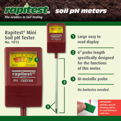 Rapitest Soil pH Tester for testing soil pH quickly and accurately. Test fruits, flowers, vegetables and lawns