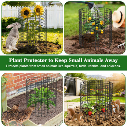 Aifanss Plant Protectors from Animals, 15pcs 12x12 Inch Metal Plant Cages for Garden Vegetables Protectors to Keep Chicken Bunny Squirrel Out, Wire Chicken Wire Cloche with Zip Ties and Stakes